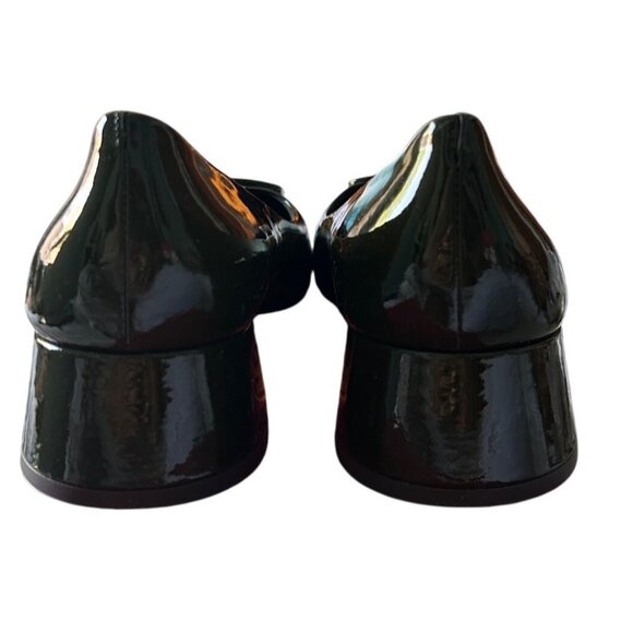 Tory Burch Georgia Pumps Olive Green Leather Block Heel Shoes Size 8 - Picture 5 of 8